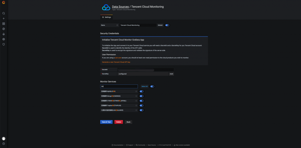Tencent Cloud Monitor Grafana App