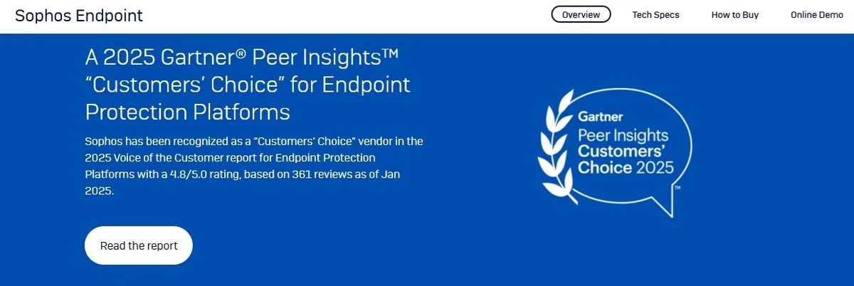 Sophos 連續16年蟬聯 Gartner 端點防護領導者